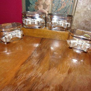 Set of 4 Vintage Silver Plate Bow Tie Napkin Rings